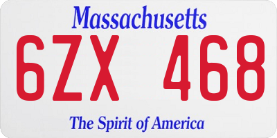 MA license plate 6ZX468