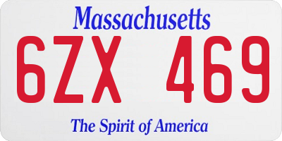 MA license plate 6ZX469