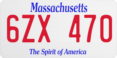 MA license plate 6ZX470