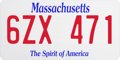 MA license plate 6ZX471