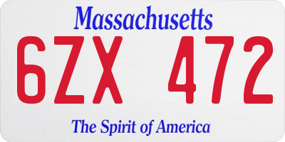 MA license plate 6ZX472