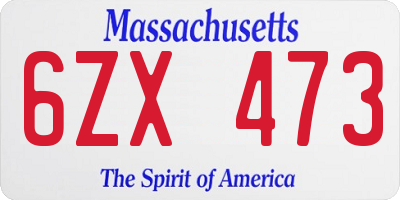 MA license plate 6ZX473