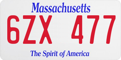 MA license plate 6ZX477