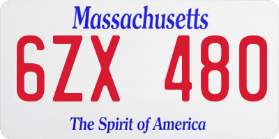 MA license plate 6ZX480