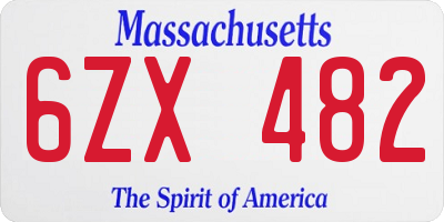 MA license plate 6ZX482