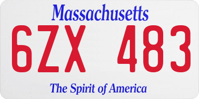 MA license plate 6ZX483