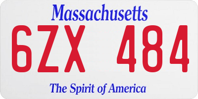 MA license plate 6ZX484