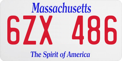MA license plate 6ZX486