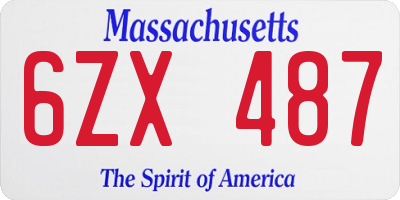 MA license plate 6ZX487