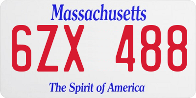MA license plate 6ZX488