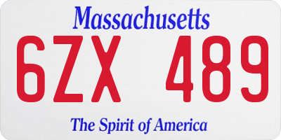 MA license plate 6ZX489