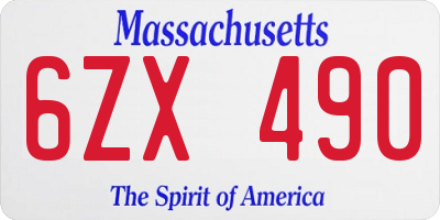 MA license plate 6ZX490