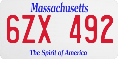 MA license plate 6ZX492