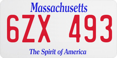 MA license plate 6ZX493