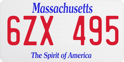 MA license plate 6ZX495