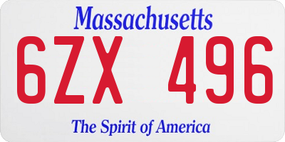 MA license plate 6ZX496