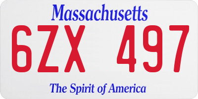 MA license plate 6ZX497