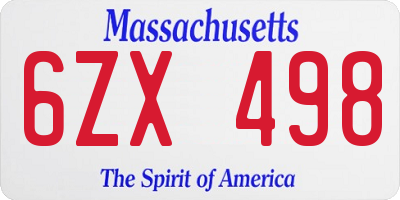 MA license plate 6ZX498