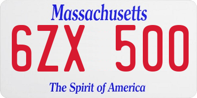 MA license plate 6ZX500