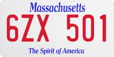 MA license plate 6ZX501
