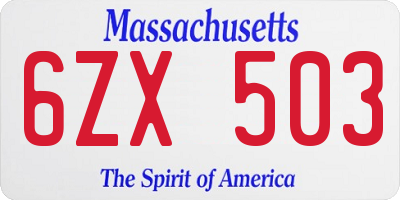 MA license plate 6ZX503