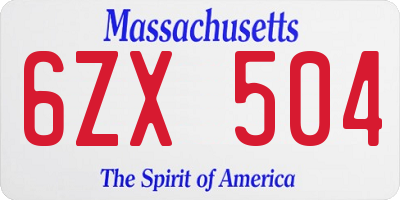 MA license plate 6ZX504