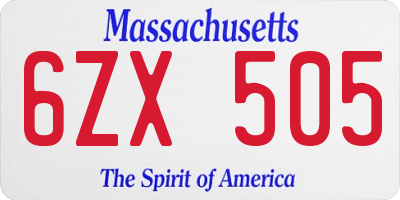 MA license plate 6ZX505