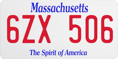 MA license plate 6ZX506