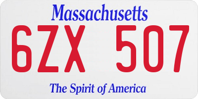 MA license plate 6ZX507