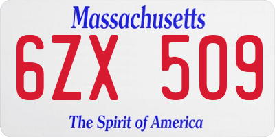 MA license plate 6ZX509