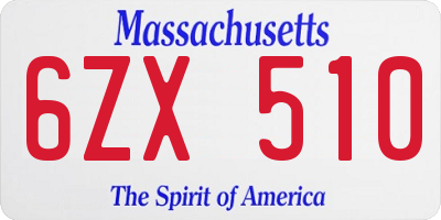 MA license plate 6ZX510