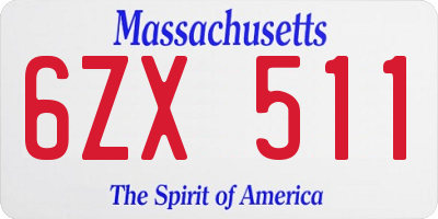 MA license plate 6ZX511