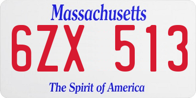 MA license plate 6ZX513