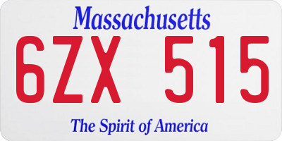MA license plate 6ZX515