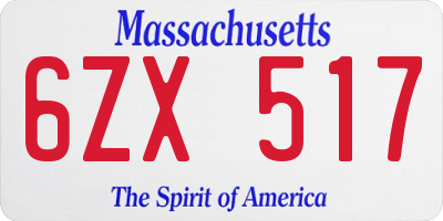 MA license plate 6ZX517