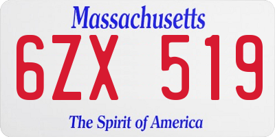 MA license plate 6ZX519