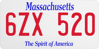MA license plate 6ZX520