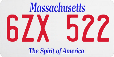 MA license plate 6ZX522