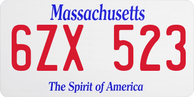 MA license plate 6ZX523