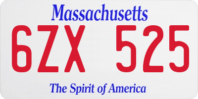 MA license plate 6ZX525