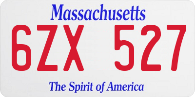 MA license plate 6ZX527