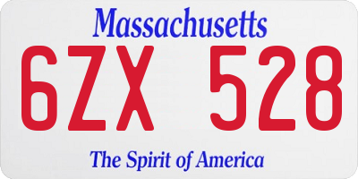 MA license plate 6ZX528