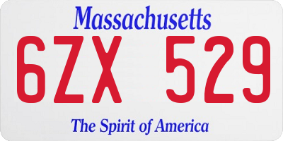 MA license plate 6ZX529