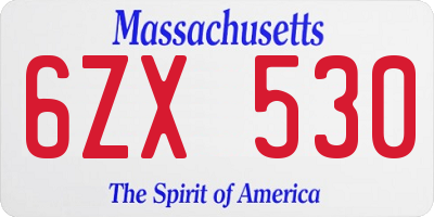 MA license plate 6ZX530