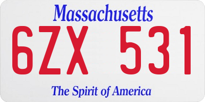 MA license plate 6ZX531