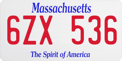 MA license plate 6ZX536