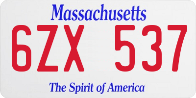 MA license plate 6ZX537