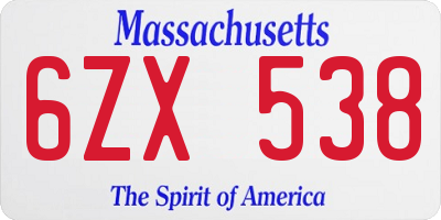 MA license plate 6ZX538