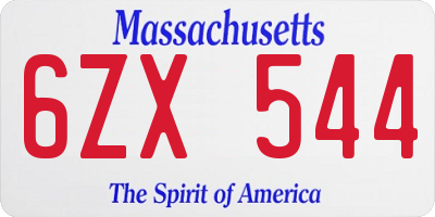 MA license plate 6ZX544