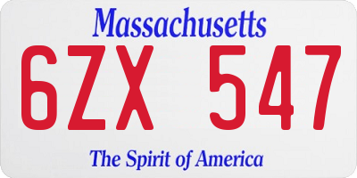 MA license plate 6ZX547